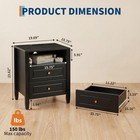 Night Stand Bedside Table With Power Outlet Charge Station   2 Drawer End Table