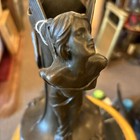 Art Nouveau Bronze Vase With Fairies On Marble Base 16    Tall