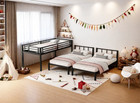 Triple Bunk Bed For Kids  Heavy Duty Metal L-shaped 3-tier Bunk Bed With Ladder