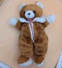 Vtg Avon 15  Teddy Bear Stuffed Plush Stuffed Zip Jacket Striped T Shirt Hood