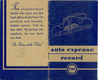 1939-40 Auto Expense Record Book  pure Oil Co   Vg