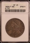 1829 7 Capped Bust Half Dollar O-101 - Anacs Xf45 - Rare Overdate  Original 