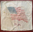 Vintage antique Hand-embroidered Pillow Cover  Us Flag  Woonsocket  Rhode Island