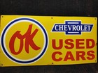 Porcelain Chevrolet Ok Used Cars  Enamel Metal Sign Plate Size 36  X 18  Inches