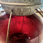 Antique Perko Perkins Ruby Glass Onion Ships Distress signal Oil Lamp