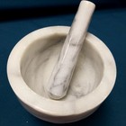 Solid Carrara Marble  carrara  Mortar   Pestle 5 1 4  Across 4 5  Height 
