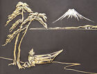 Unusual Vintage Japanese Iron Repousse Gold Damascene Cigarette Case Komai Old