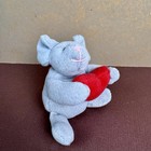 Vtg Russ Berrie 3  Gray Mouse Plush Holding Red Heart 3482 Valentine s Day