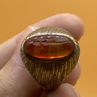 Stunning Roman Empire Rare Red Agate Intaglio Ancient Bronze Ring