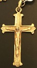 Vintage Iridescent Crystal Rosary Gold Tone Mary Center  Crucifix   Mary Medal