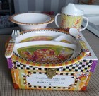 Mackenzie-childs Toddler Owl Dinnerware Divided Plate  Sippy Cup  Bowl  Cutlery