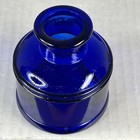 Glass Inkwell Cobalt Blue Round Style Vintage Made In Japan
