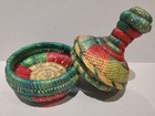 Mini African Hand Woven Coil Basket With Lid 5 Inch