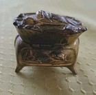 Antique Art Nouveau Gold Over Copper  Small Jewelry Trinket Box Metal