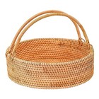 Rattan Picnic Basket With Handles  Oval Wicker Gift Basket For 13   13   5 1 