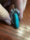 Vintage Navajo Signed Running Bear Sterling Silver Turquoise Ring