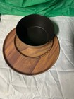 Serving Bowl   Round Tray Set Wood Look Finish Modern Kitchen Decor Used