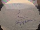 Alfred E  Hitchcock Signed Doily Cloth        aloha    Signature With Drawing