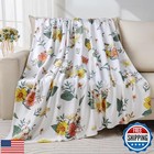 Bestraily Floral Flower Throw Blanket Bee Flannel Fleece Throw Blanket Botani