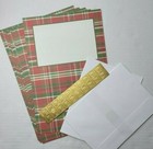 Red Green Plaid Christmas Photo Letter Cards Gold Corners Set Of 30 Personalize