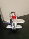 Santa Flying Silver Vintage Airplane Water Snow Globe North Pole Plane Christmas