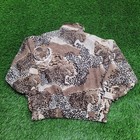 Vintage Y2k Preppy Animal Print Jacket Womens Xl 23x24 Boxy Brown