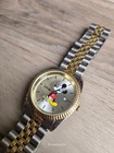 Vintage Disney Mickey Mouse Watch Mens Two Tone Gold Stainless Steel Quartz Date