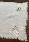 Vintage Italy Embroidered 100  Linen Thread Work Cutwork Runner Placemat