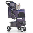 3 Wheels Foldable Pet Dog Stroller Portable Dog Cage Travel Carrier W cup Holder
