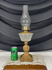 Antique Kerosene Oil Lamp Figural Woman Art Nouveau Victorian Sandwich Glass  