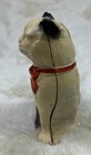 Antique Hubley  Cast Iron Cat W Red Bow 4 1 2    Tall