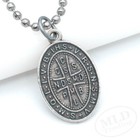 Italian Saint Benedict Medal Pendant Necklace - Silver Zinc Alloy  24  Chain