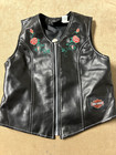 Vintage  Authentic Harley-davidson Girls M  10-12   Black Vest   Skirt W roses