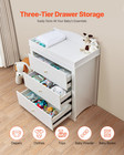 Changing Table Dresser Baby Diaper Change Station With 3 Drawers White