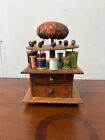Antique Shaker Style Sewing Stand Box Thread Two Drawer Pa Primitive