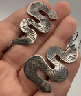 Vintage Native American Snake Earrings - Sterling Silver - Signed Woods 925