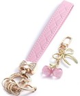 Keychains Wristlet Women Car Key Fob Keychain With Cherry Bag Charm  Bow Pink