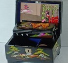 Vtg - Black Lacquered Mother Of Pearl   Japanese Jewelry   Musical Box 1950s 