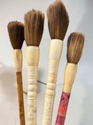 Set 4 Vintage Chinese Calligraphy Brush Jade Stone Beads Bone Handle Horse Hair