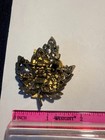 Vintage  kc  Signed Mixed Metal Leaf Brooch  9