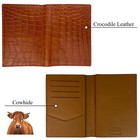 Real Crocodile Brown Leather Passport Holder Wallet Rfid Blocking Travel Gift