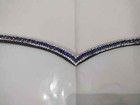 Navy Blue   White Leather Three Row Crystal Browband For Horse Bridle 