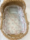 American Girl Bitty Baby Lullaby Basket Moses Wicker Bassinet W Blanket   Pillow