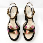Prada Suede Floral Appliqu   Platform Sandals     Size 39