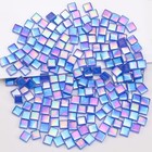 Iridescent Glass Mosaic Tiles For Crafts Bulk Square Blue Mosaic Pieces Glass   
