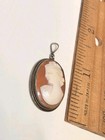 Antique Left Faceing Carved Shell Cameo 800 Fine Silver Pendant Art Deco Vtg
