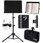 Adjustable Metal Sheet Music Stand With Carry Bag  Phone Holder   Clip - 5 In 1