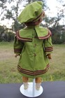 Lot Of 2  antique French Or German Doll Handmade Green Dress   Hat