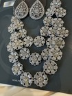 Bling Rhinestone Floral Necklace Prom Wedding Matching Earring Set