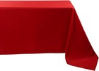 Waysle 90 X 132 Inch Red Rectangular Polyester Tablecloth Washable For 6ft Table